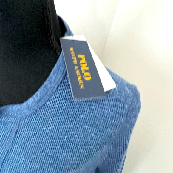 NWT Polo Ralph Lauren Blue Waffle knit maxi dress w/ suede elbow patches - Picture 3 of 6